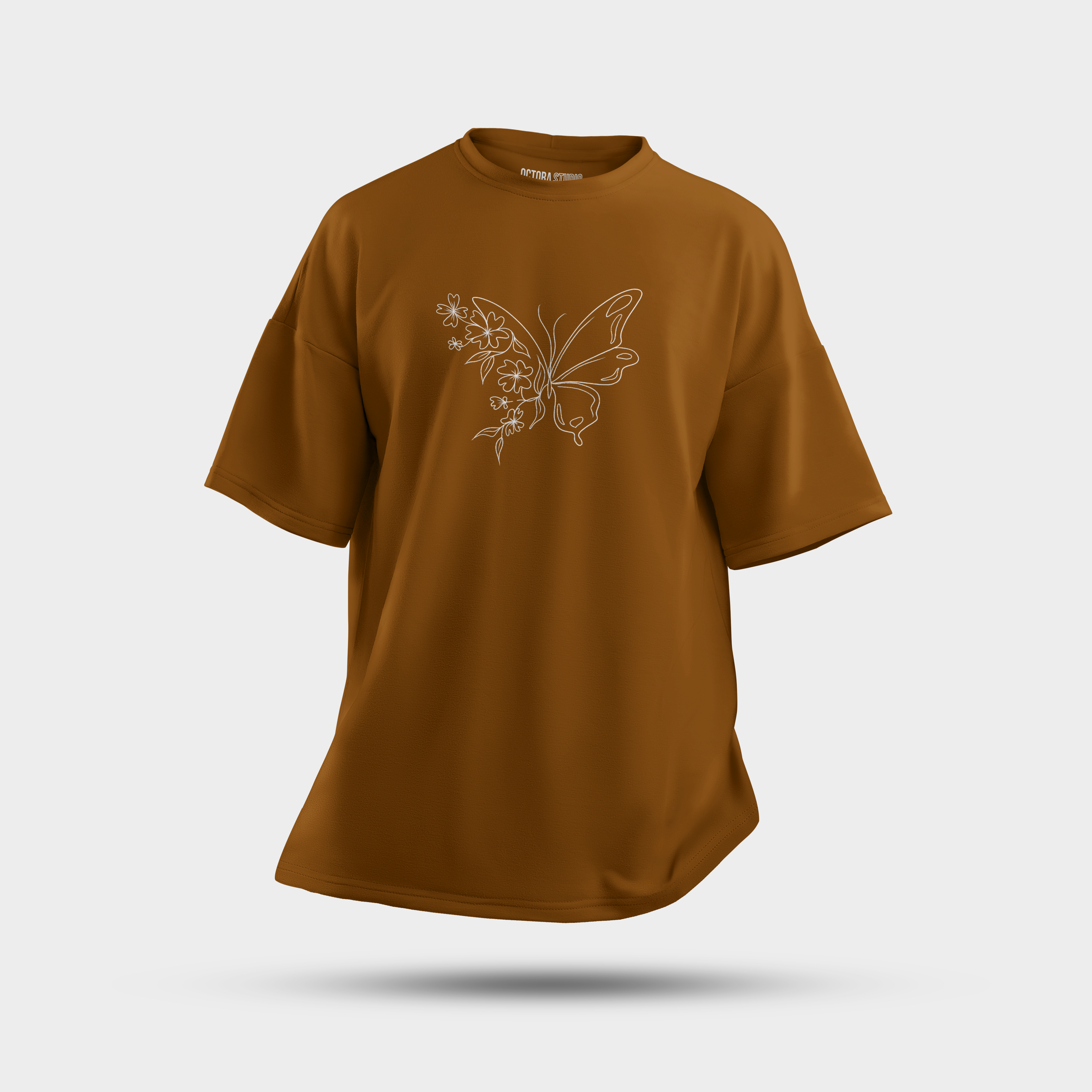 Octora Oversized T-Shirt – Butterfly Line Art Edition | 100% Cotton Heavyweight (240–260 GSM)