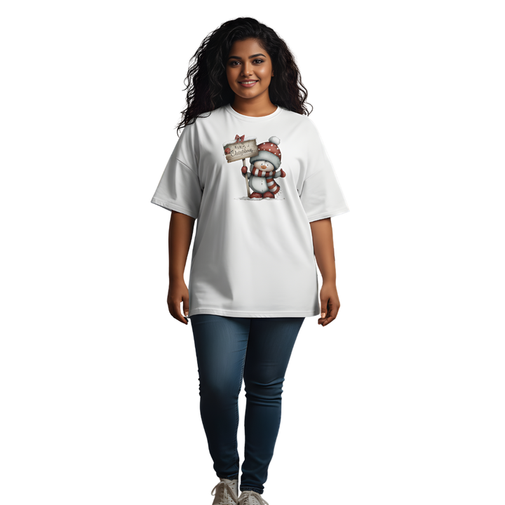 Cute Snowman Christmas Oversized T-Shirt – Perfect for School Programs