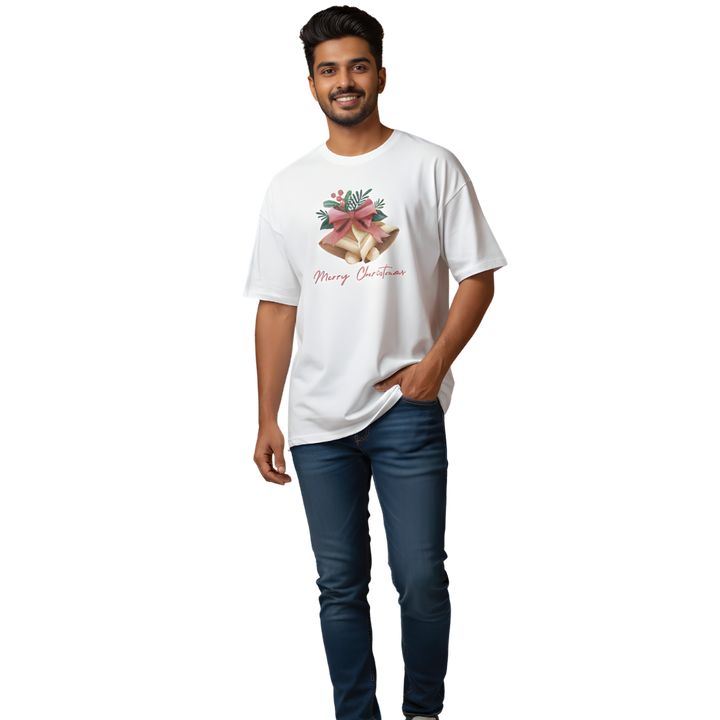 Christmas Bells Oversized T-Shirt – Classic Festive Print for Students