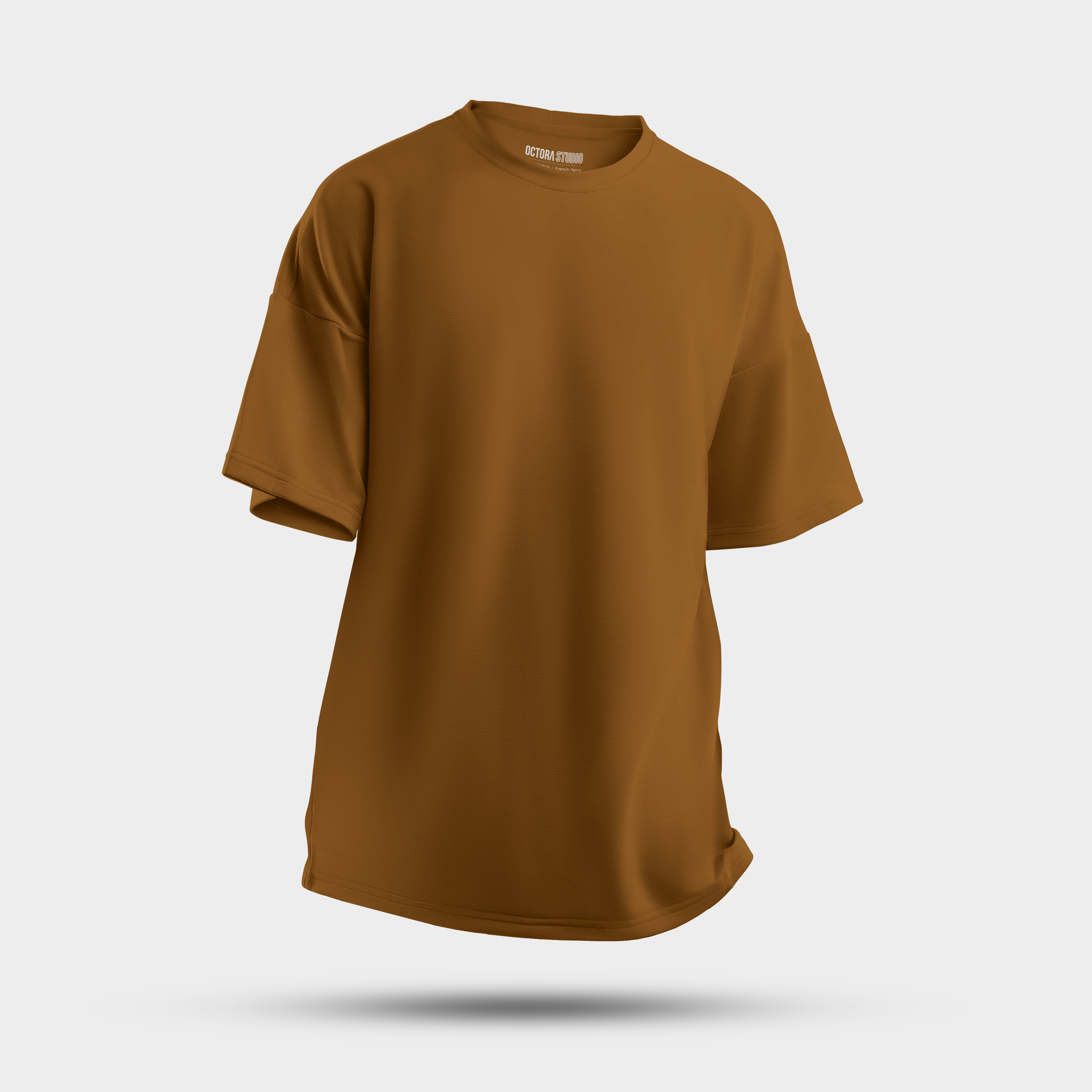 Octora Oversized French Terry T-Shirt – Chocolate Brown | 100% Cotton Heavyweight (240–260 GSM)