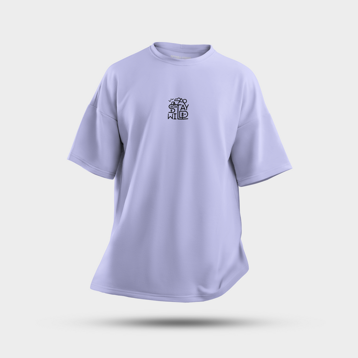 Stay Wild Oversized T-Shirt – Minimal Nature Chest Print | Heavy 240 GSM Streetwear Tee