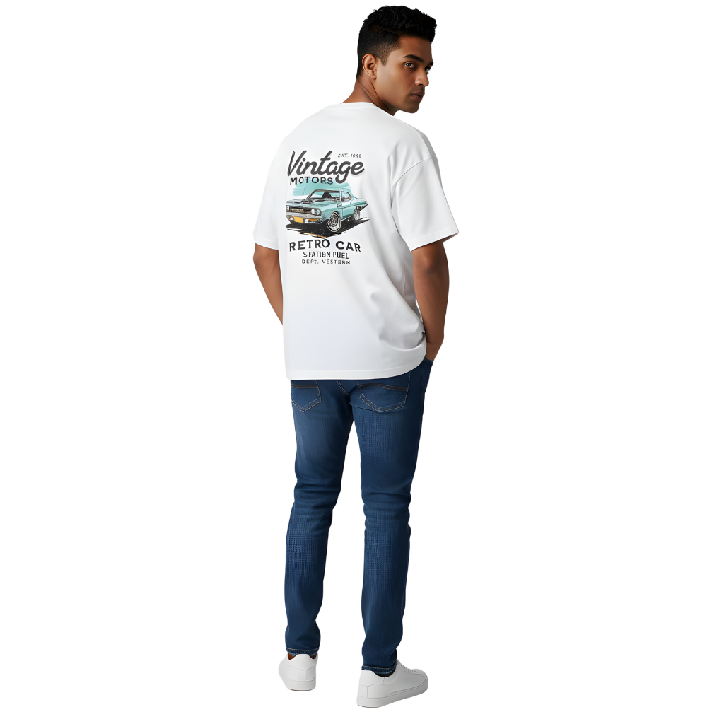 Vintage Retro Car Oversized T-Shirt – Classic Muscle Car Graphic Tee