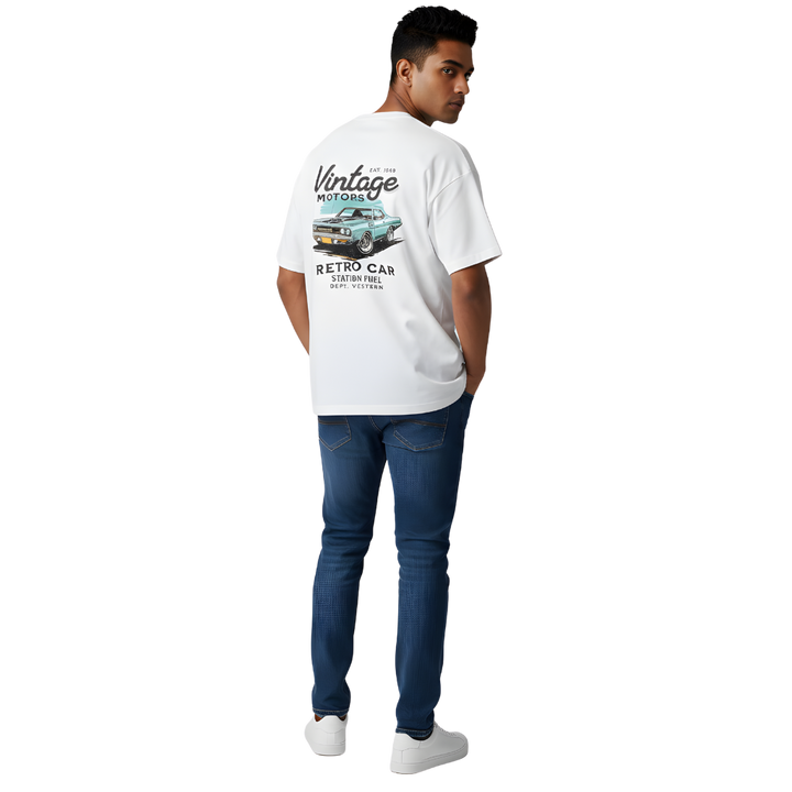 Vintage Retro Car Oversized T-Shirt – Classic Muscle Car Graphic Tee