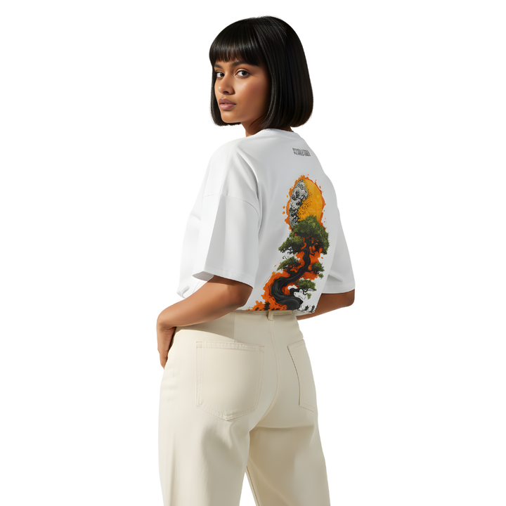 Minimal Japanese Tree Oversized T-Shirt – Red Sun Aesthetic Tee