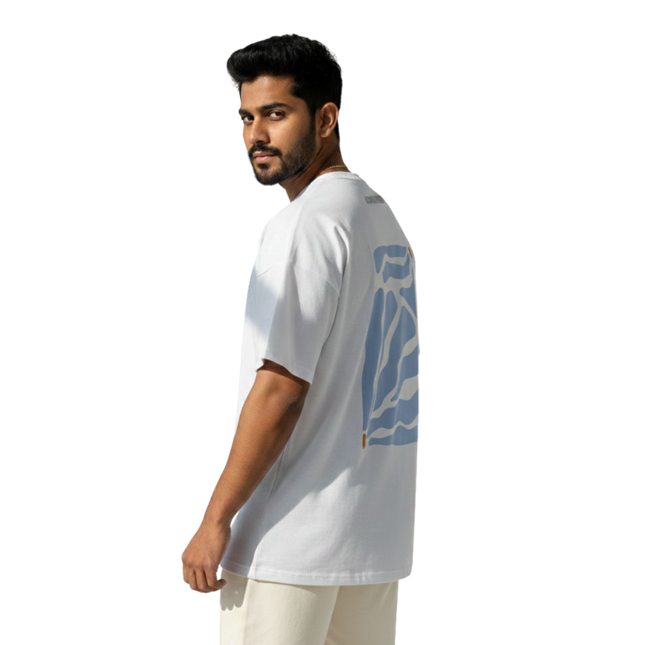 Blue Abstract Shapes Oversized T-Shirt – Minimal Organic Art Tee