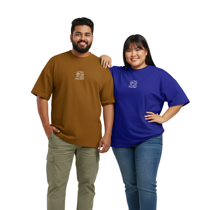 Stay Wild Oversized T-Shirt – Minimal Nature Chest Print | Heavy 240 GSM Streetwear Tee