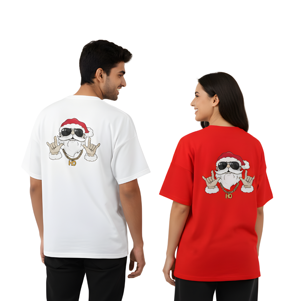 Cool Santa Oversized T-Shirt – Streetwear Christmas Graphic | Heavy 240 GSM Cotton