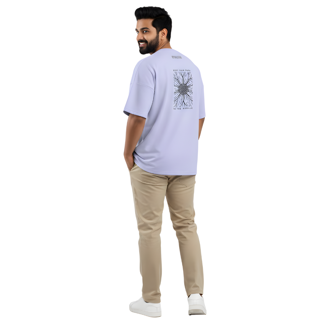 Sunflower Line Art Oversized T-Shirt – Inspirational Quote Graphic Tee | Premium Cotton