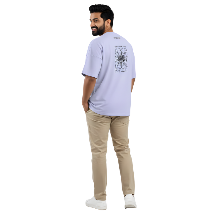 Sunflower Line Art Oversized T-Shirt – Inspirational Quote Graphic Tee | Premium Cotton