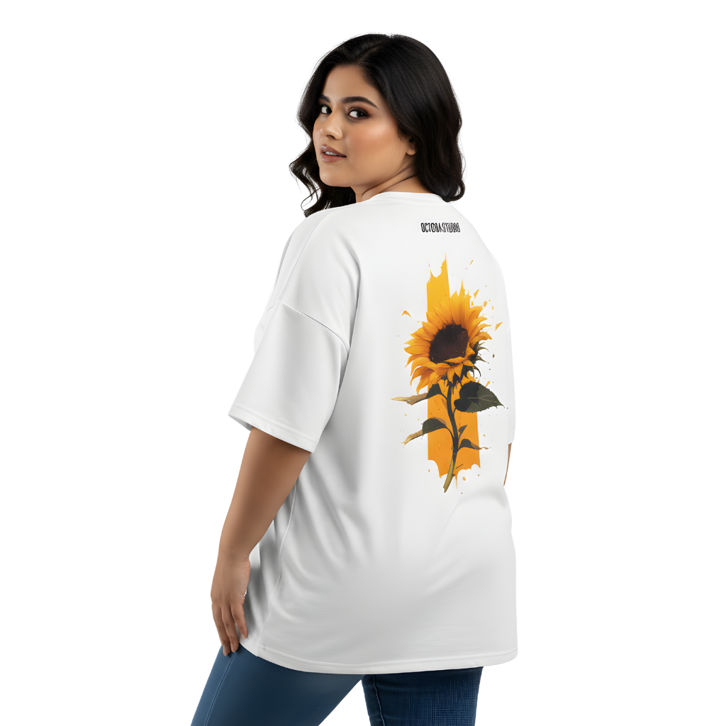 Sunflower Oversized T-Shirt – Artistic Floral Graphic Tee | Octora Studio