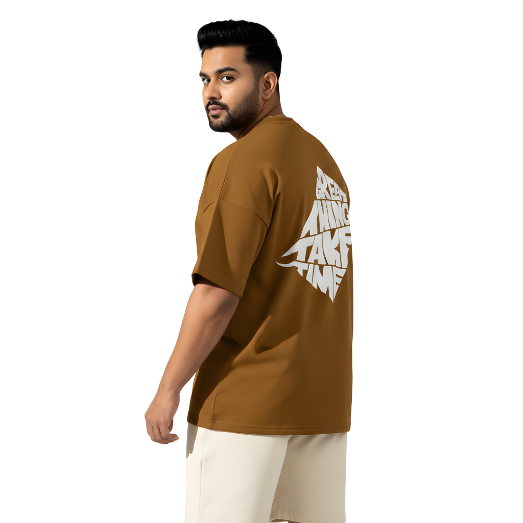 Typography Oversized T-Shirt – Great Things Take Time Graphic