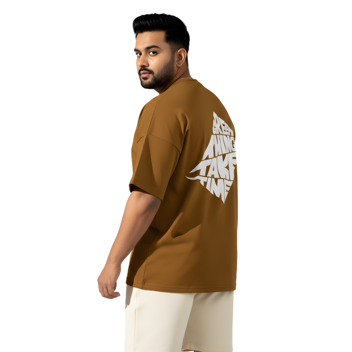 Typography Oversized T-Shirt – Great Things Take Time Graphic