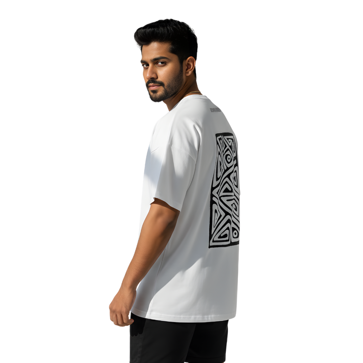 Geometric Hand-Drawn Oversized T-Shirt – Modern Line Art Graphic Tee