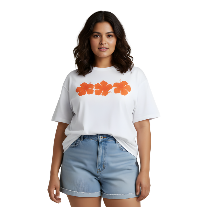 Floral Oversized T-Shirt – Tropical Flower Graphic Tee