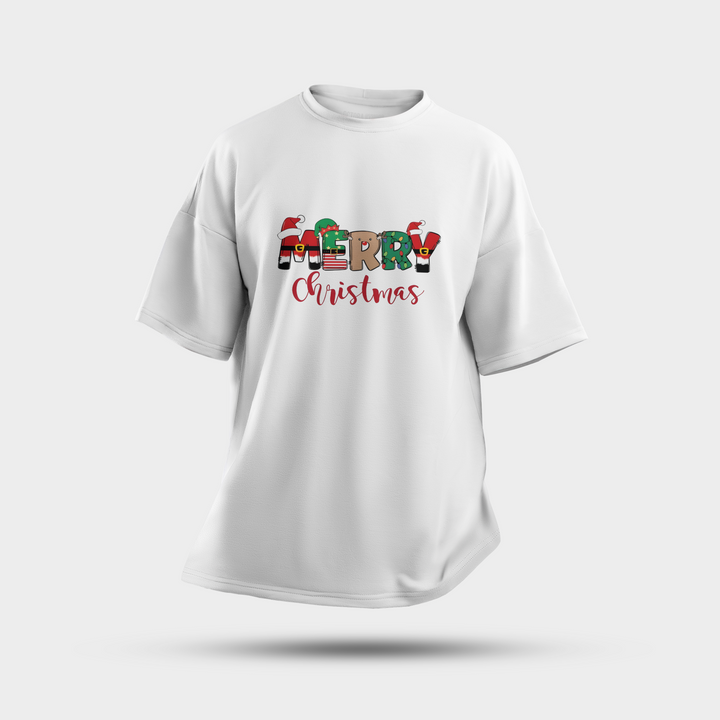 Colorful Merry Christmas Oversized T-Shirt – Fun & Vibrant Festive Tee