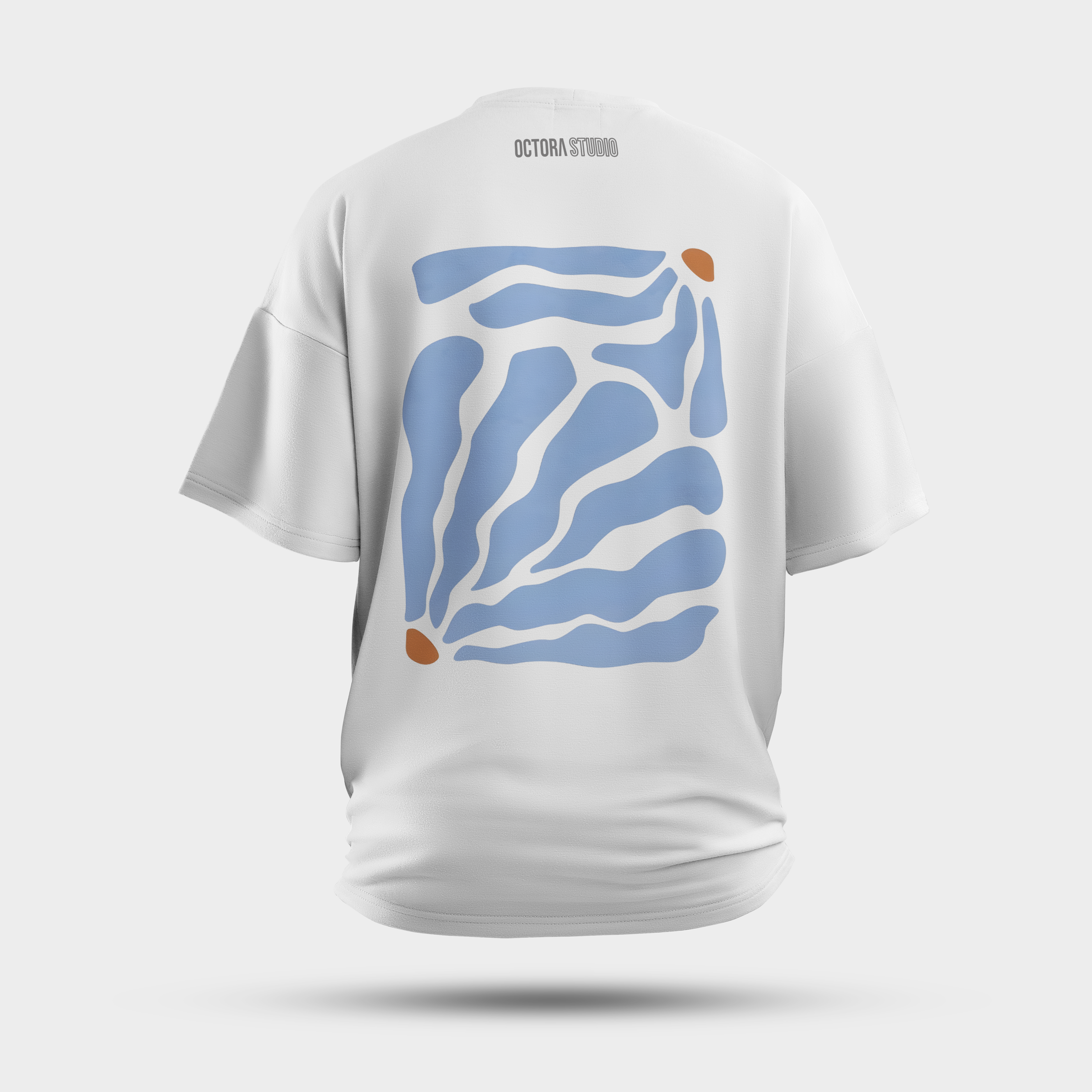 Blue Abstract Shapes Oversized T-Shirt – Minimal Organic Art Tee