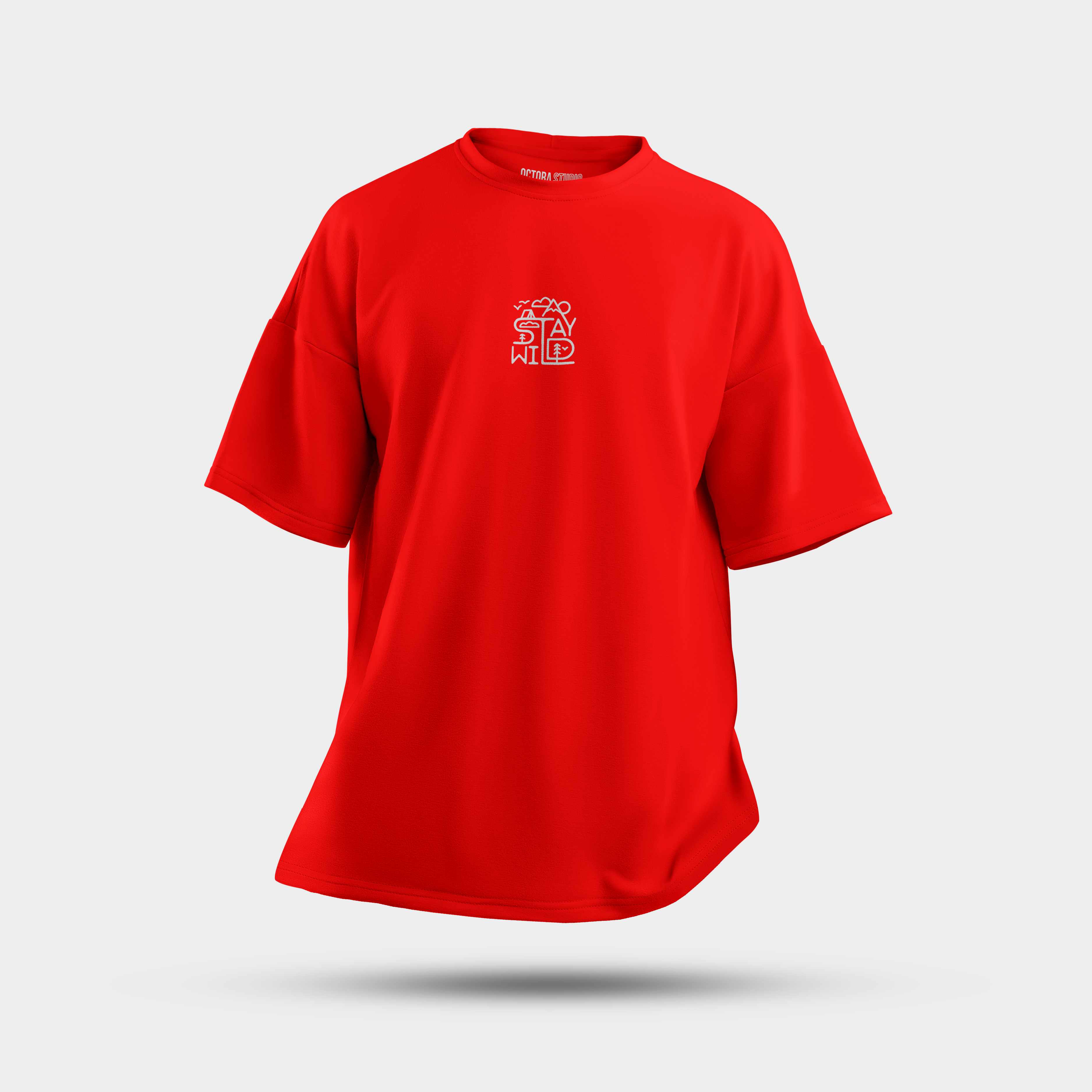 Stay Wild Oversized T-Shirt – Minimal Nature Chest Print | Heavy 240 GSM Streetwear Tee