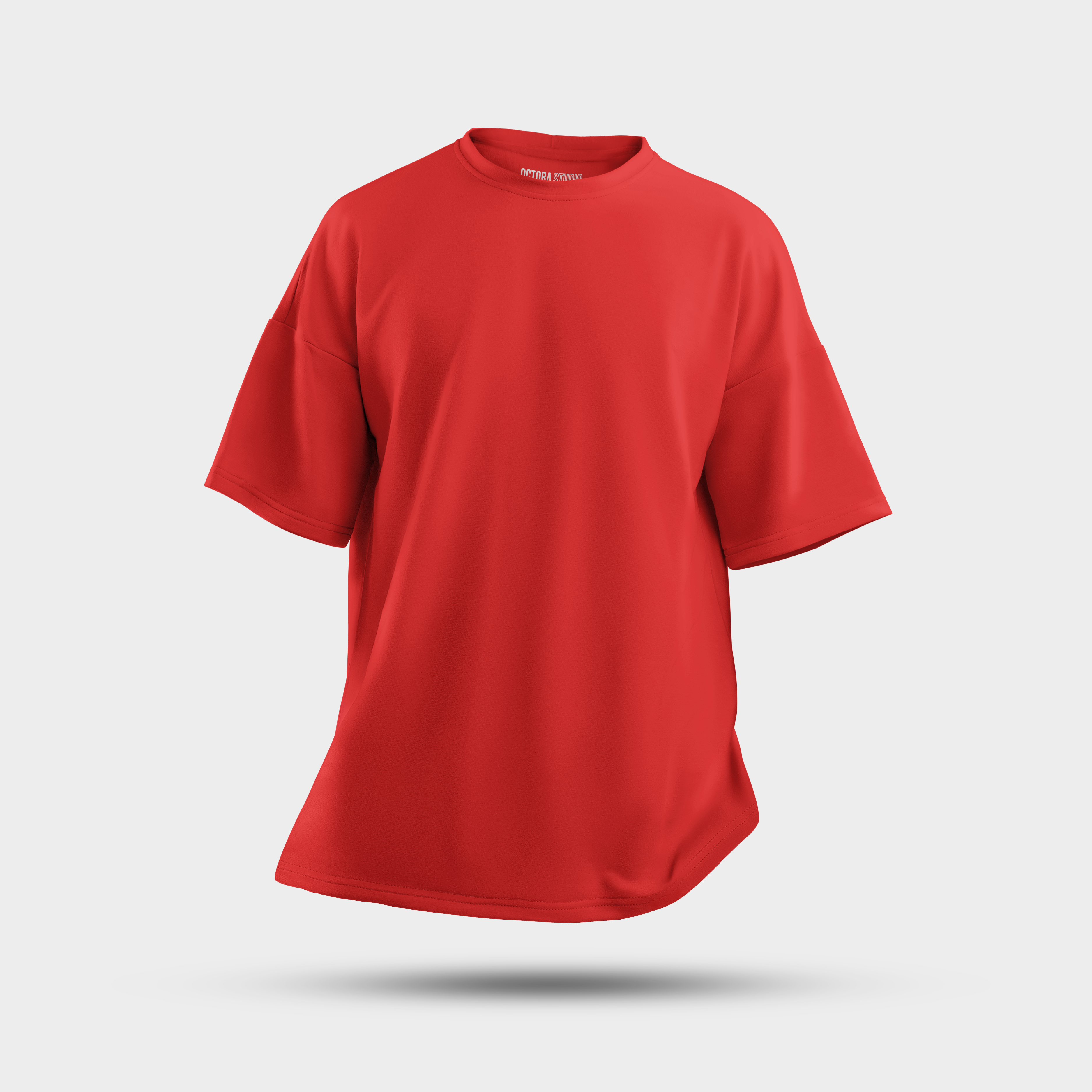 Octora Oversized French Terry T-Shirt – Red | Premium 240–260 GSM Cotton Streetwear Tee