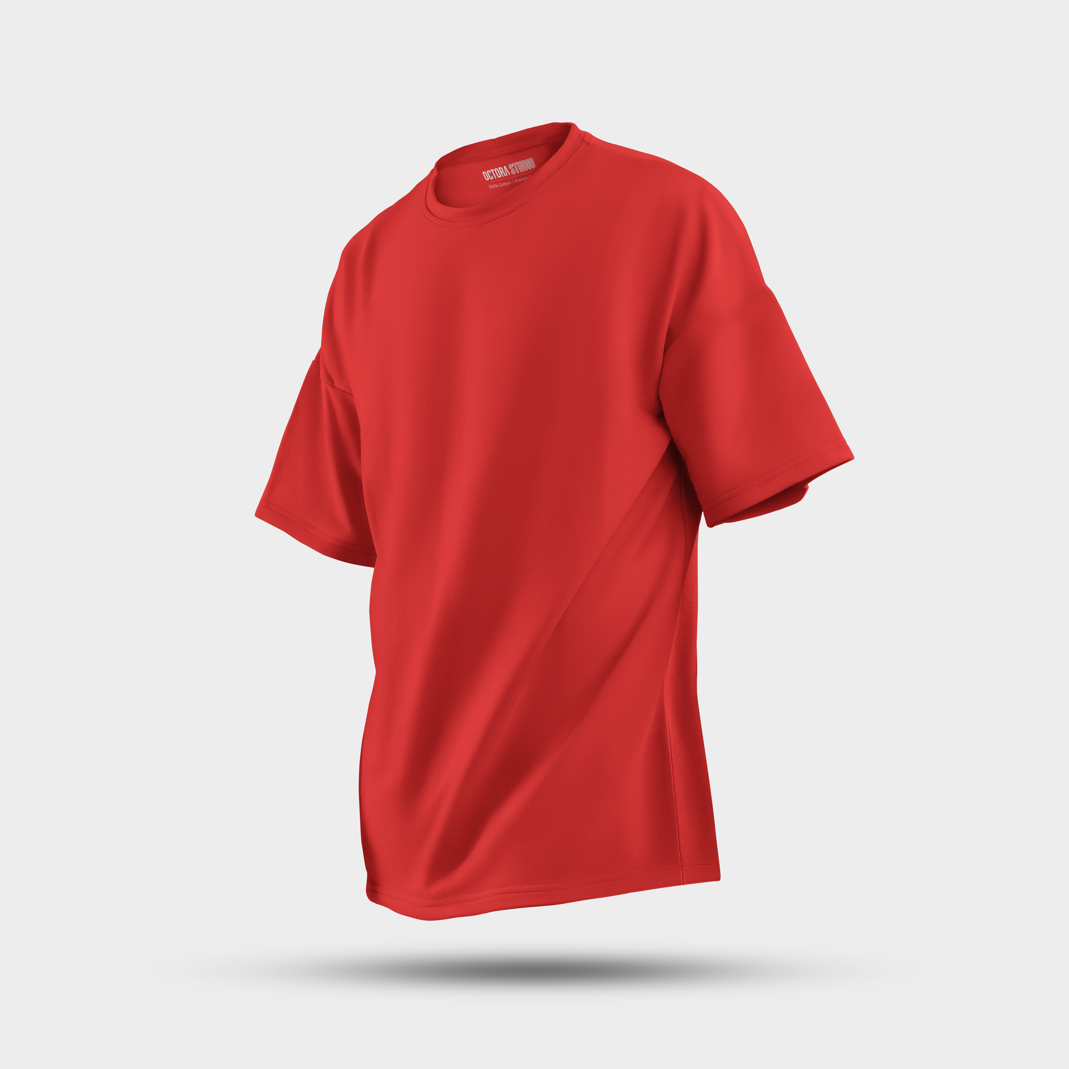 Octora Oversized French Terry T-Shirt – Red | Premium 240–260 GSM Cotton Streetwear Tee