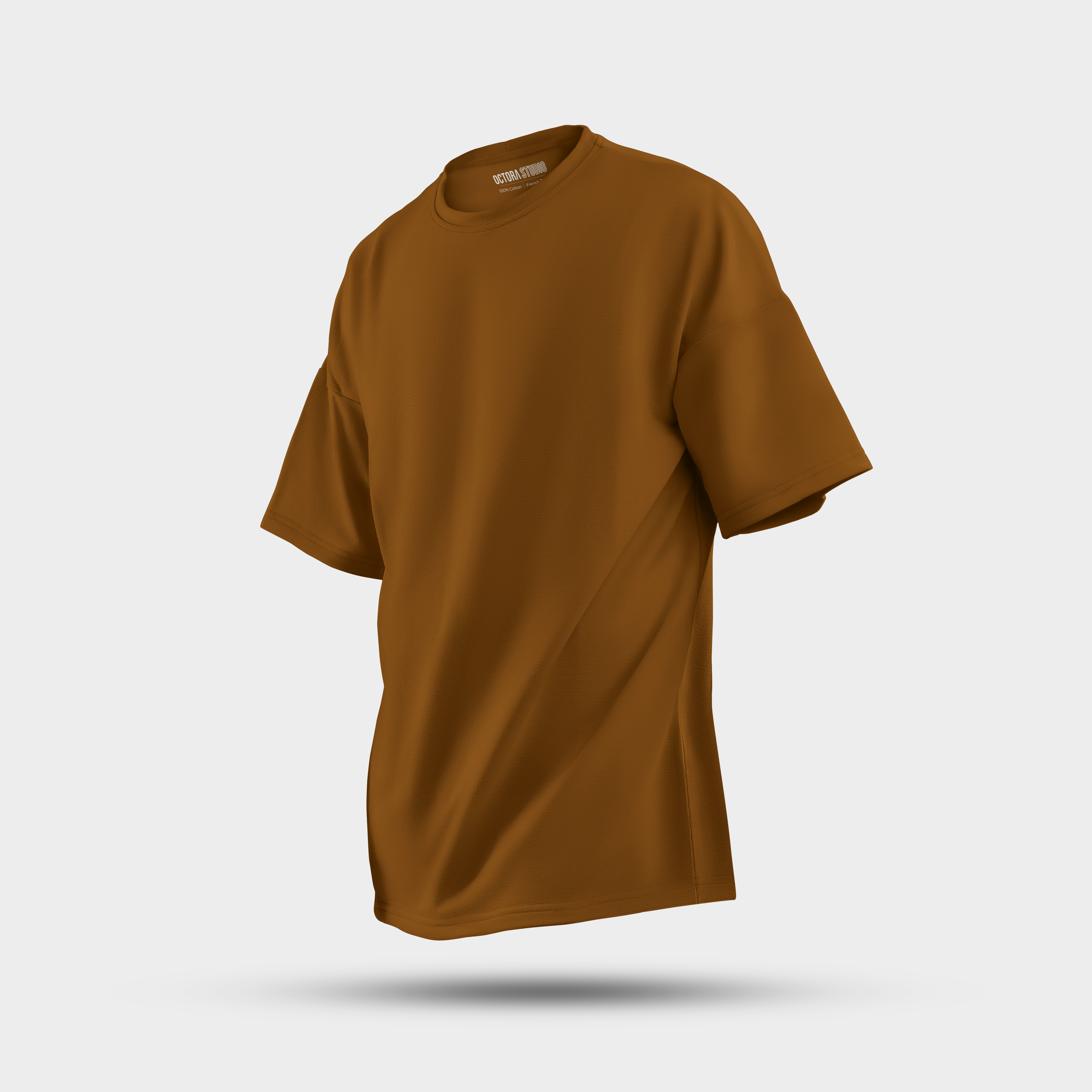 Octora Oversized French Terry T-Shirt – Chocolate Brown | 100% Cotton Heavyweight (240–260 GSM)