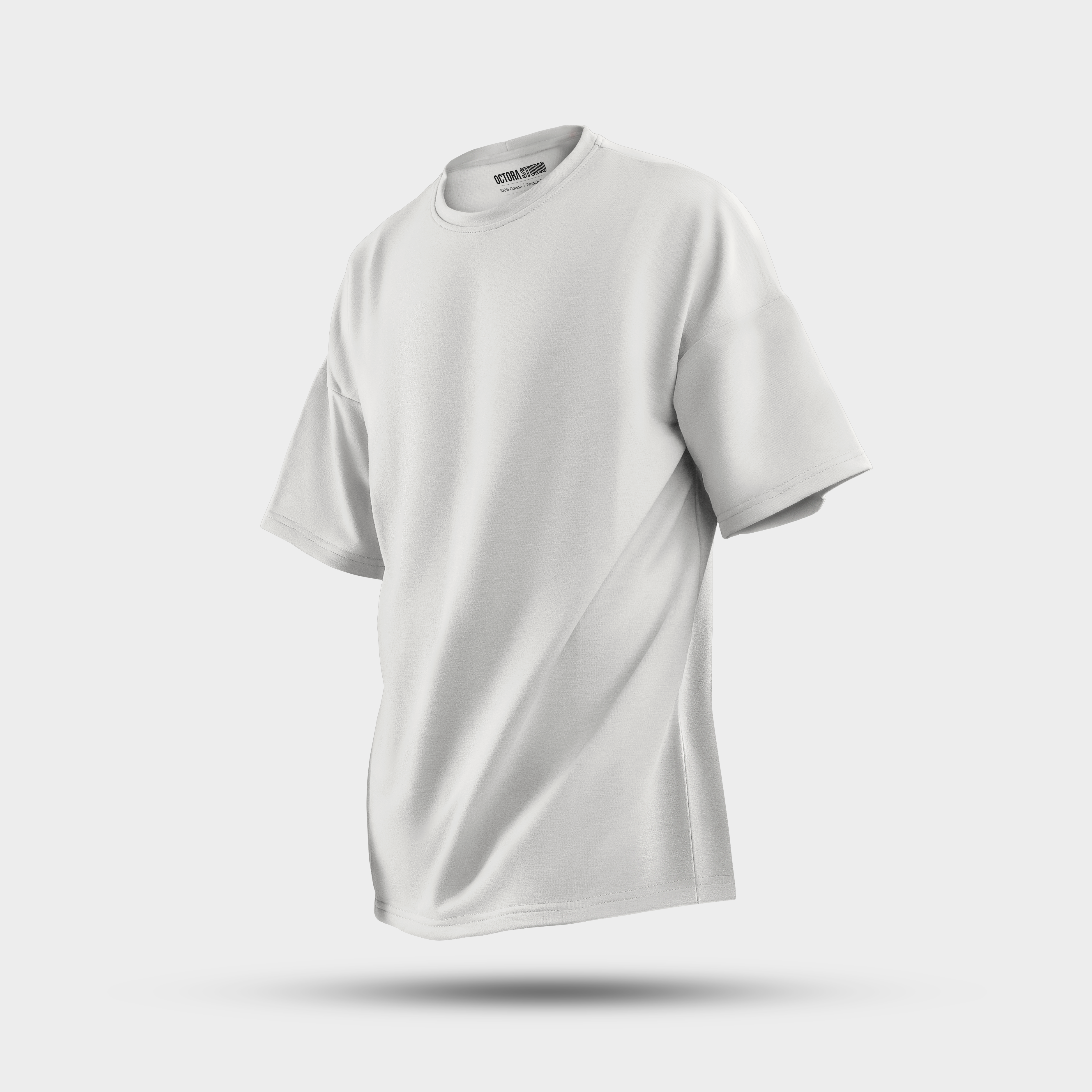 Octora Oversized French Terry T-Shirt – Off White | Bio-Washed Heavyweight Oversized Fit Tee