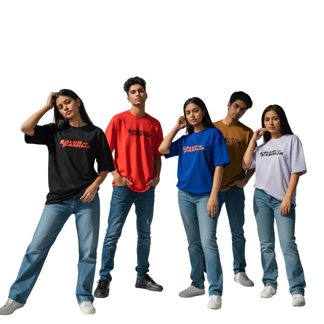 Octora Oversized Printed T-Shirt – Salud Mi Familia Edition | 100% Cotton Heavyweight (240–260 GSM)