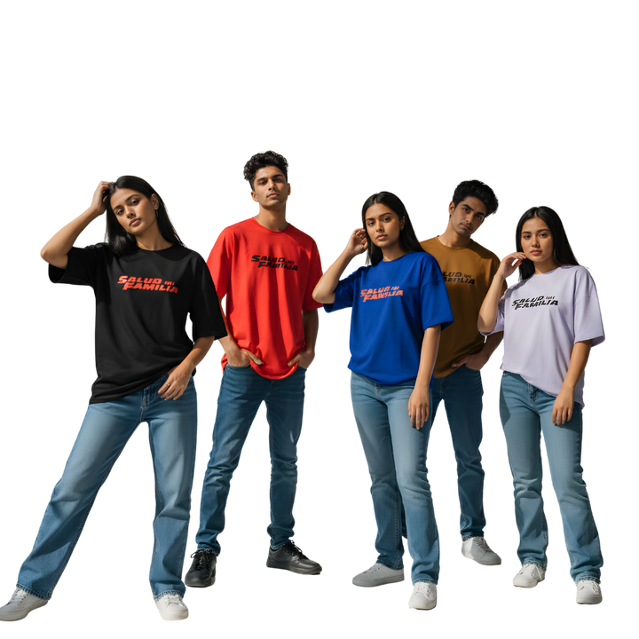 Octora Oversized Printed T-Shirt – Salud Mi Familia Edition | 100% Cotton Heavyweight (240–260 GSM)