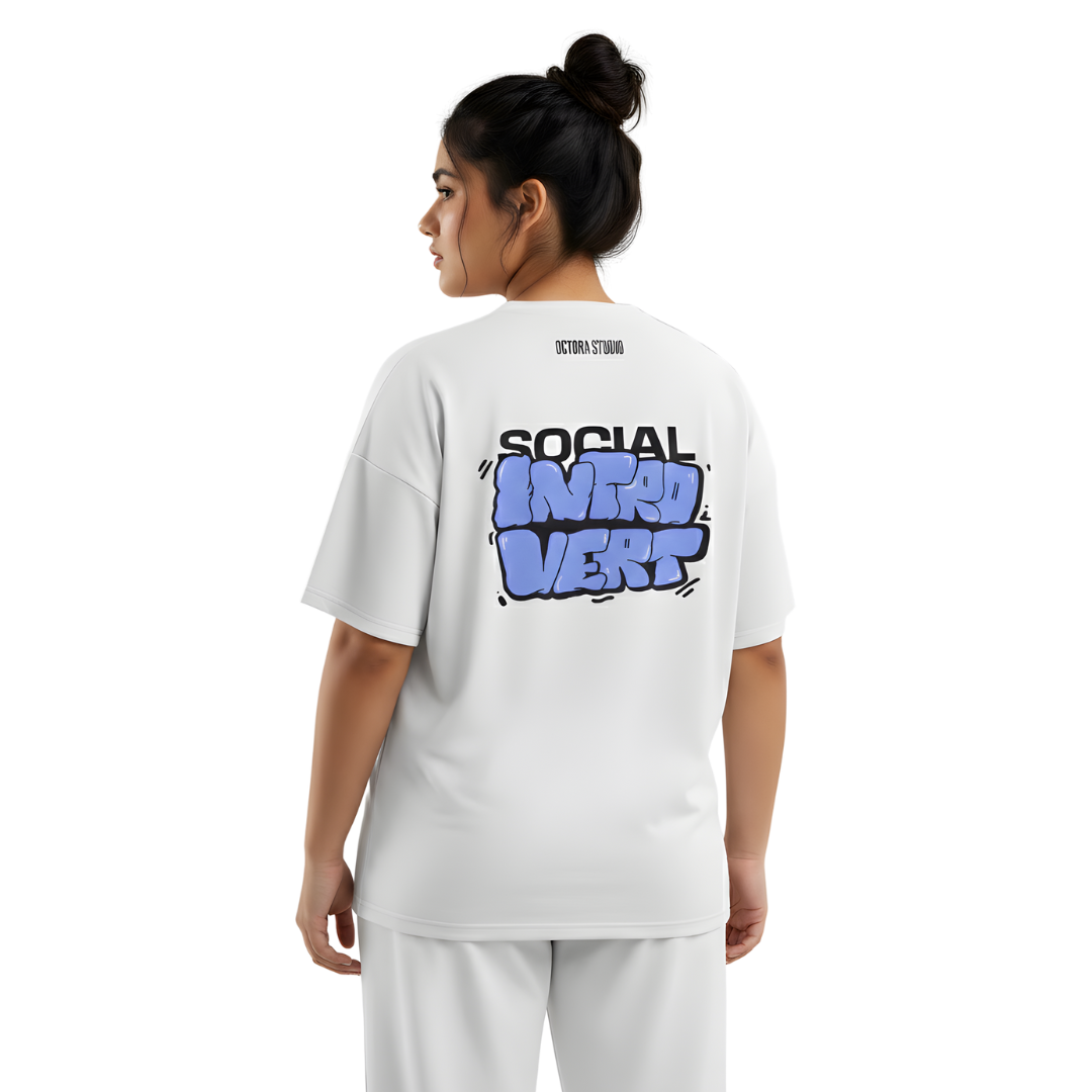 Octora Oversized T-Shirt – Social Introvert Edition | 100% Cotton Heavyweight (240–260 GSM)