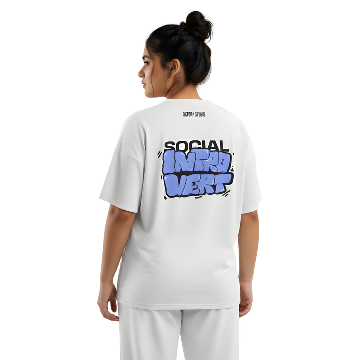 Octora Oversized T-Shirt – Social Introvert Edition | 100% Cotton Heavyweight (240–260 GSM)