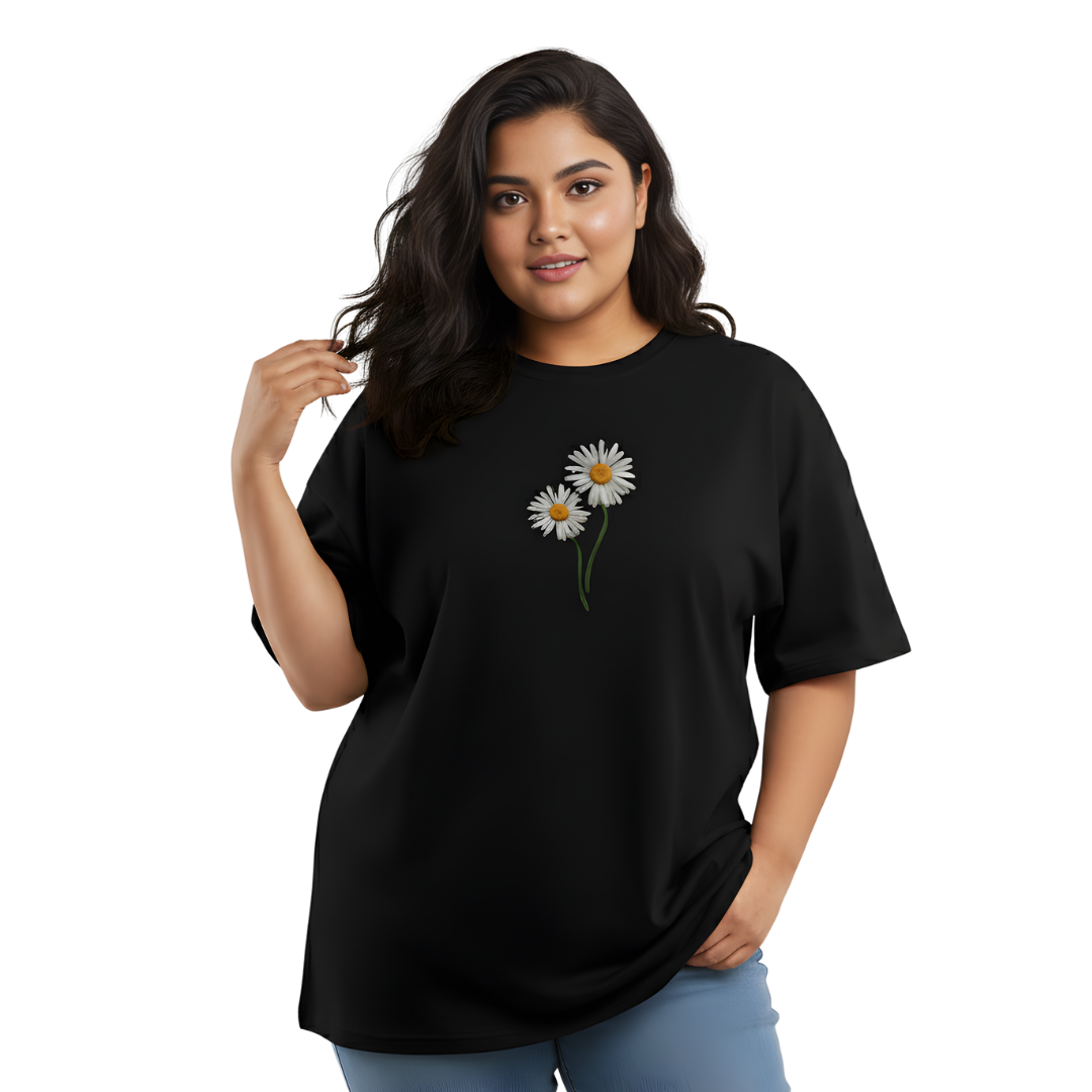 Octora Oversized T-Shirt – Daisy Bloom Edition | 100% Cotton Heavyweight (240–260 GSM)