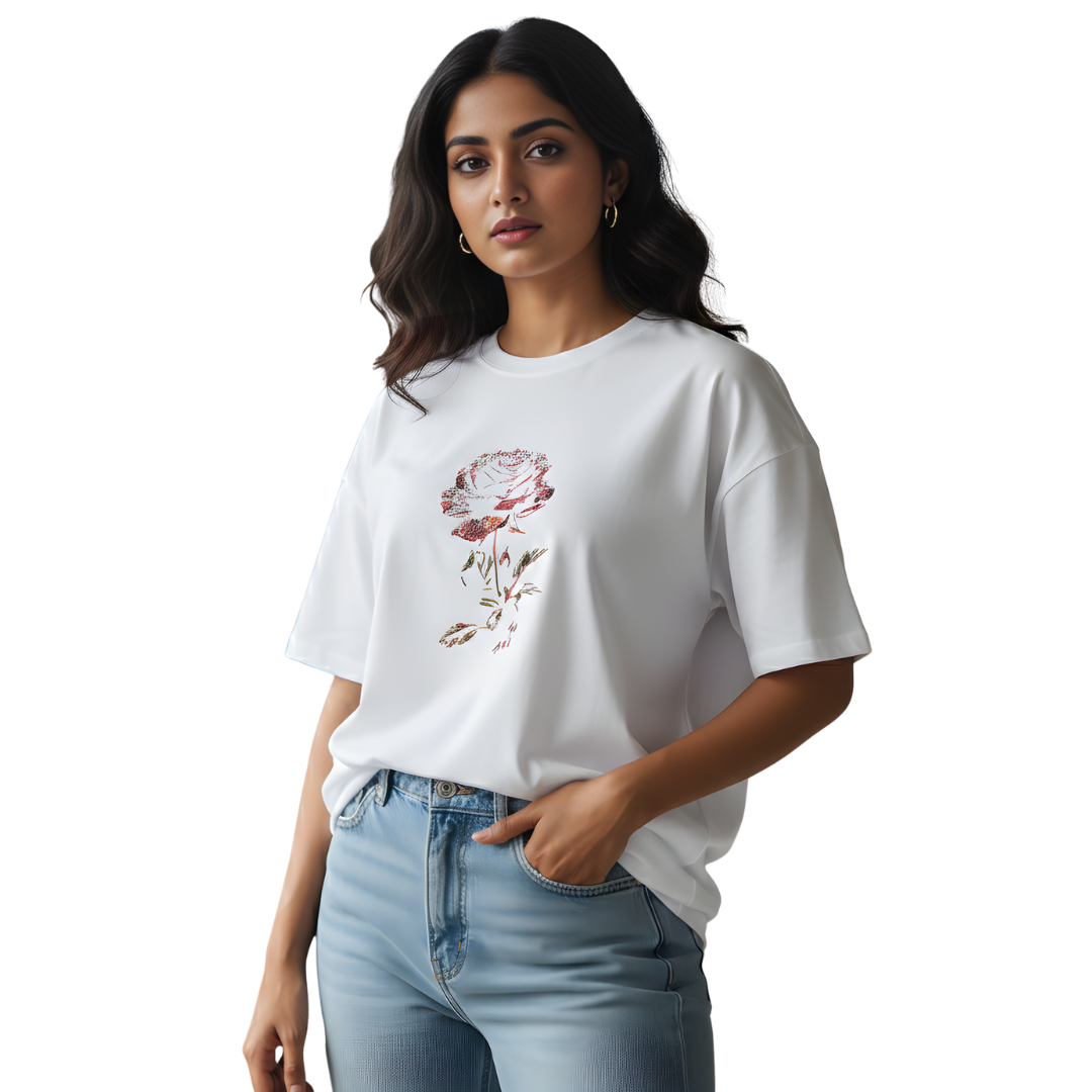 Octora Oversized T-Shirt – Midnight Bloom Edition | 100% Cotton Heavyweight (240–260 GSM)