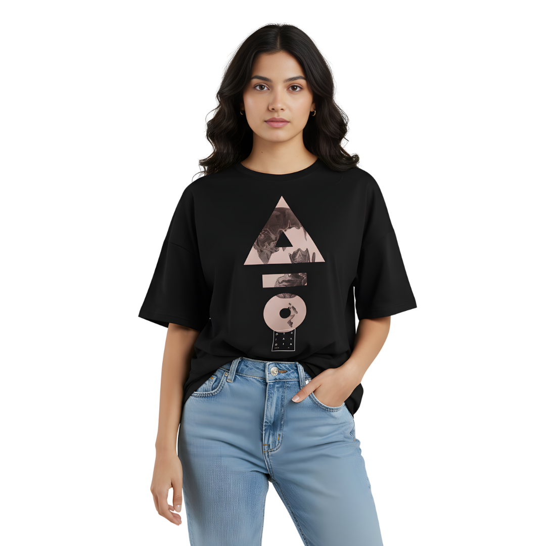 Octora Oversized T-Shirt – Geometric Flow Edition | 100% Cotton Heavyweight (240–260 GSM)