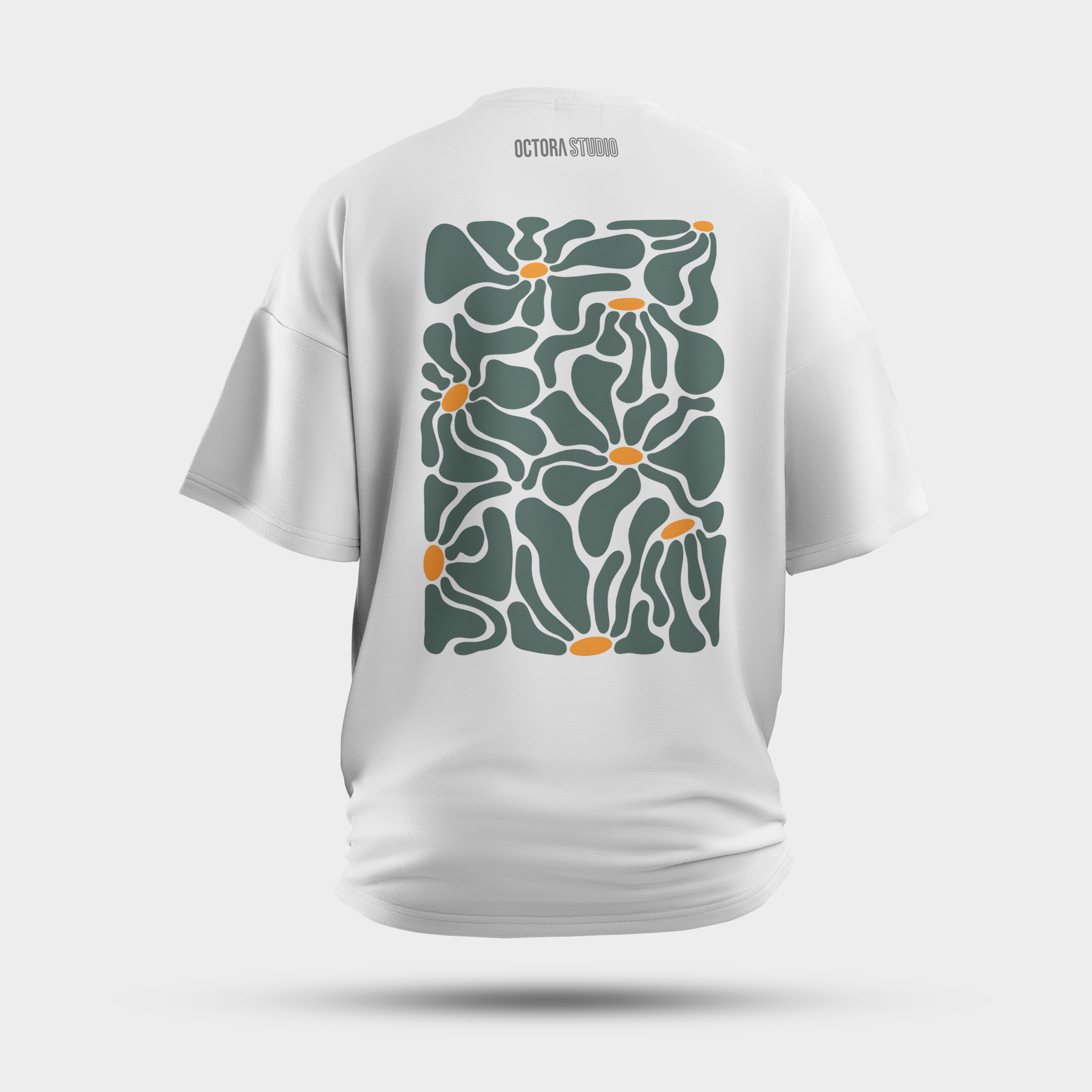 Green Floral Abstract Oversized T-Shirt – Modern Organic Pattern Tee
