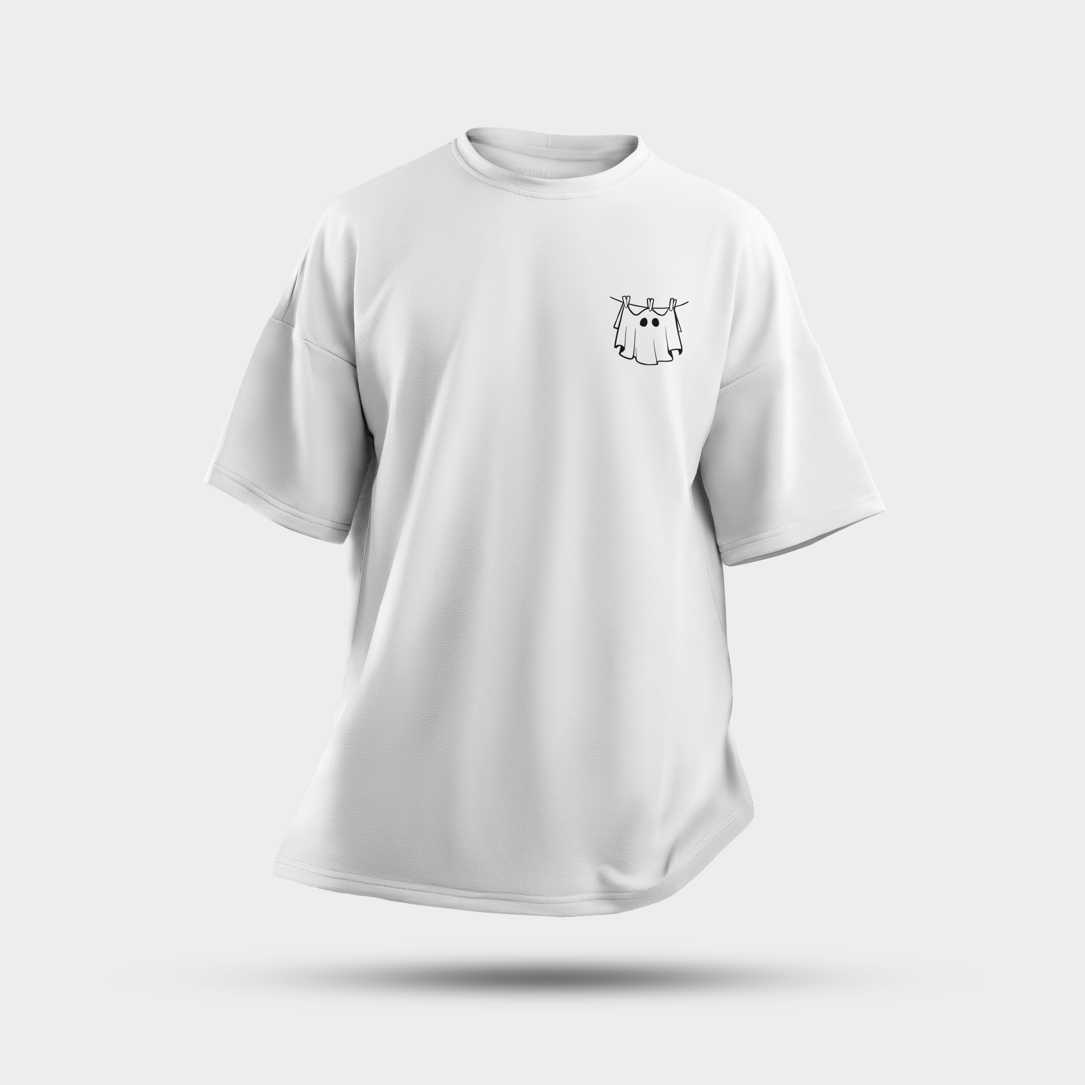 Black Ghost Graphic Oversized T-Shirt – Minimal Line Art Tee | Heavy 240 GSM Cotton