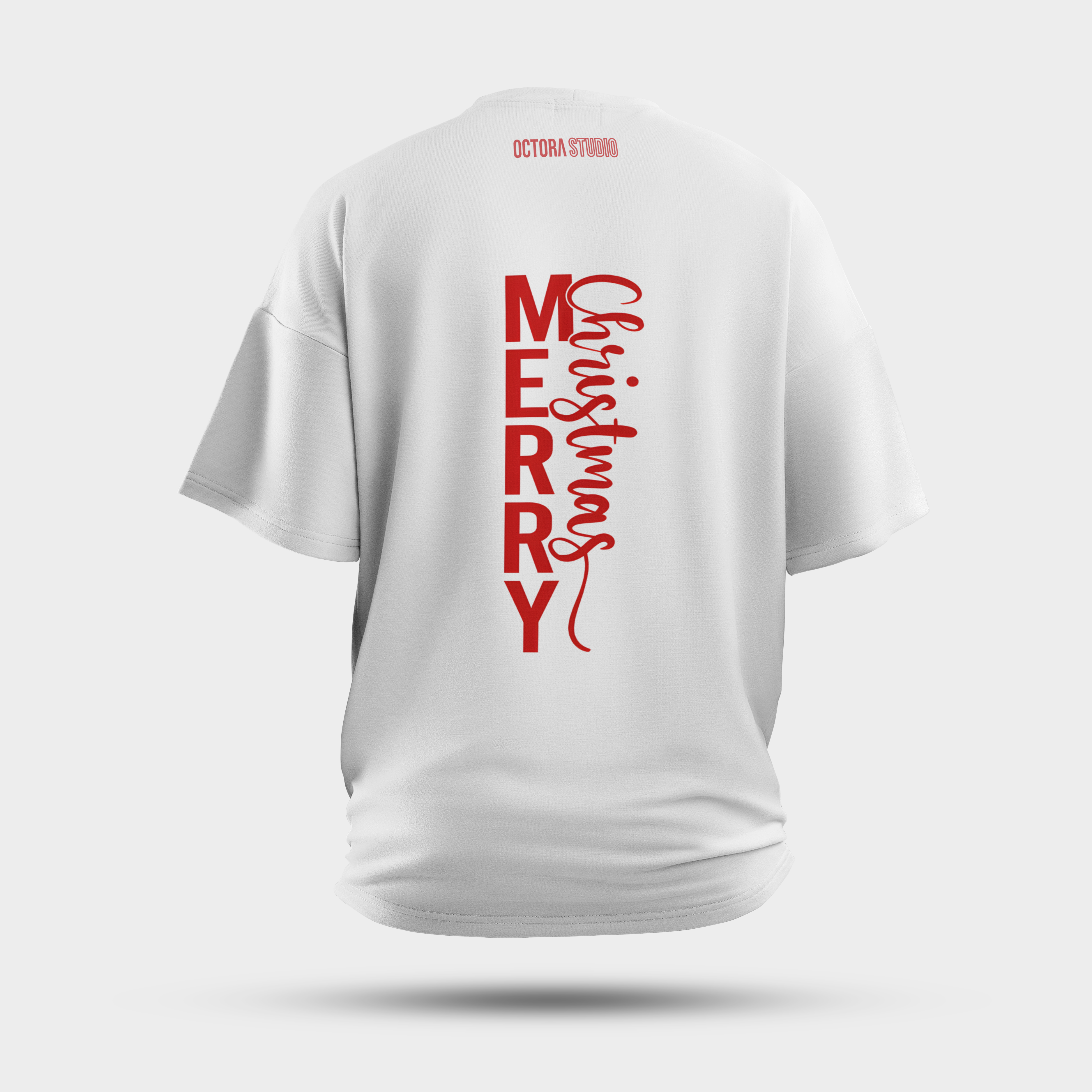 Merry Christmas Typography Oversized T-Shirt – Minimal Holiday Design