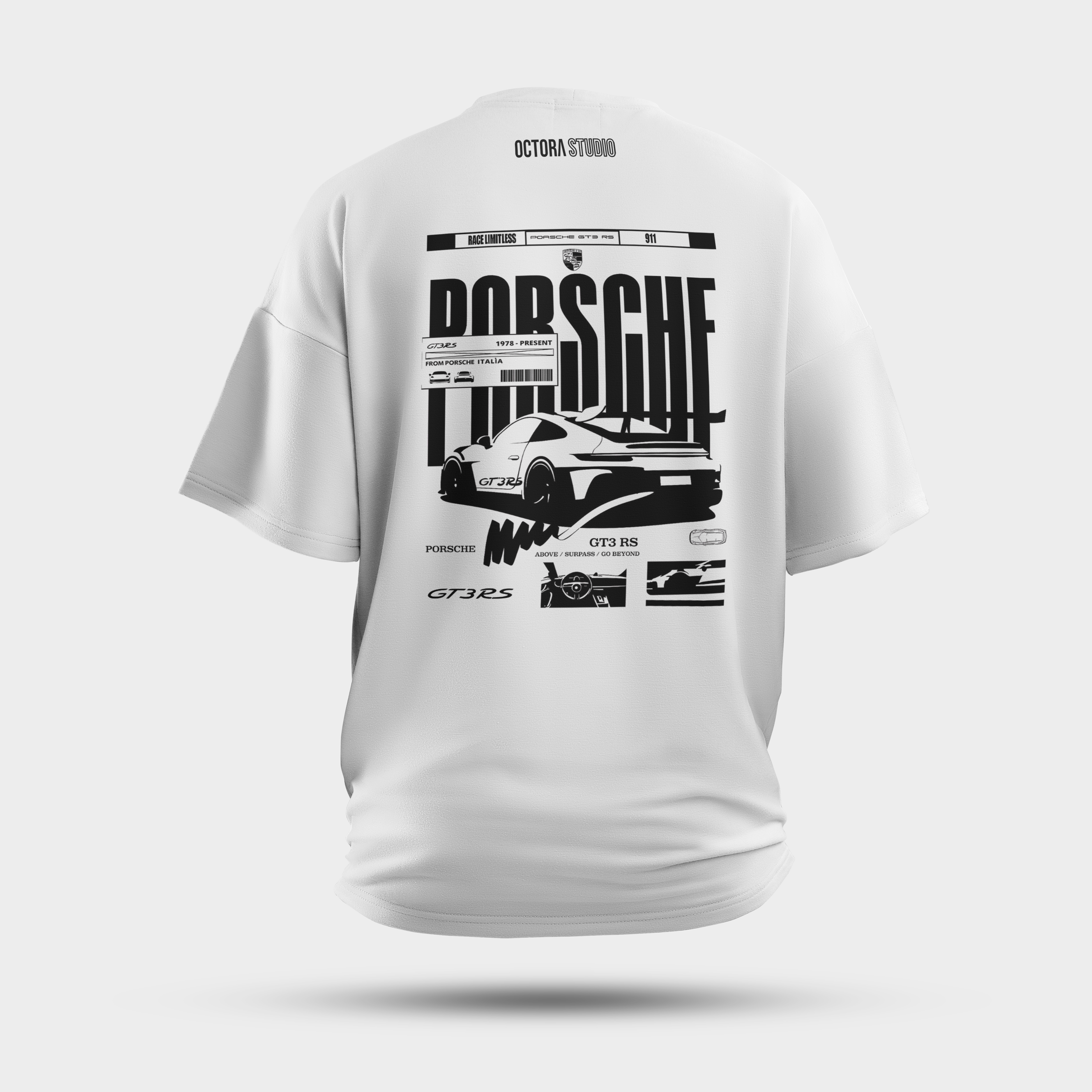 Octora Oversized T-Shirt – Porsche GT3RS Edition | 100% Cotton Heavyweight (240–260 GSM)