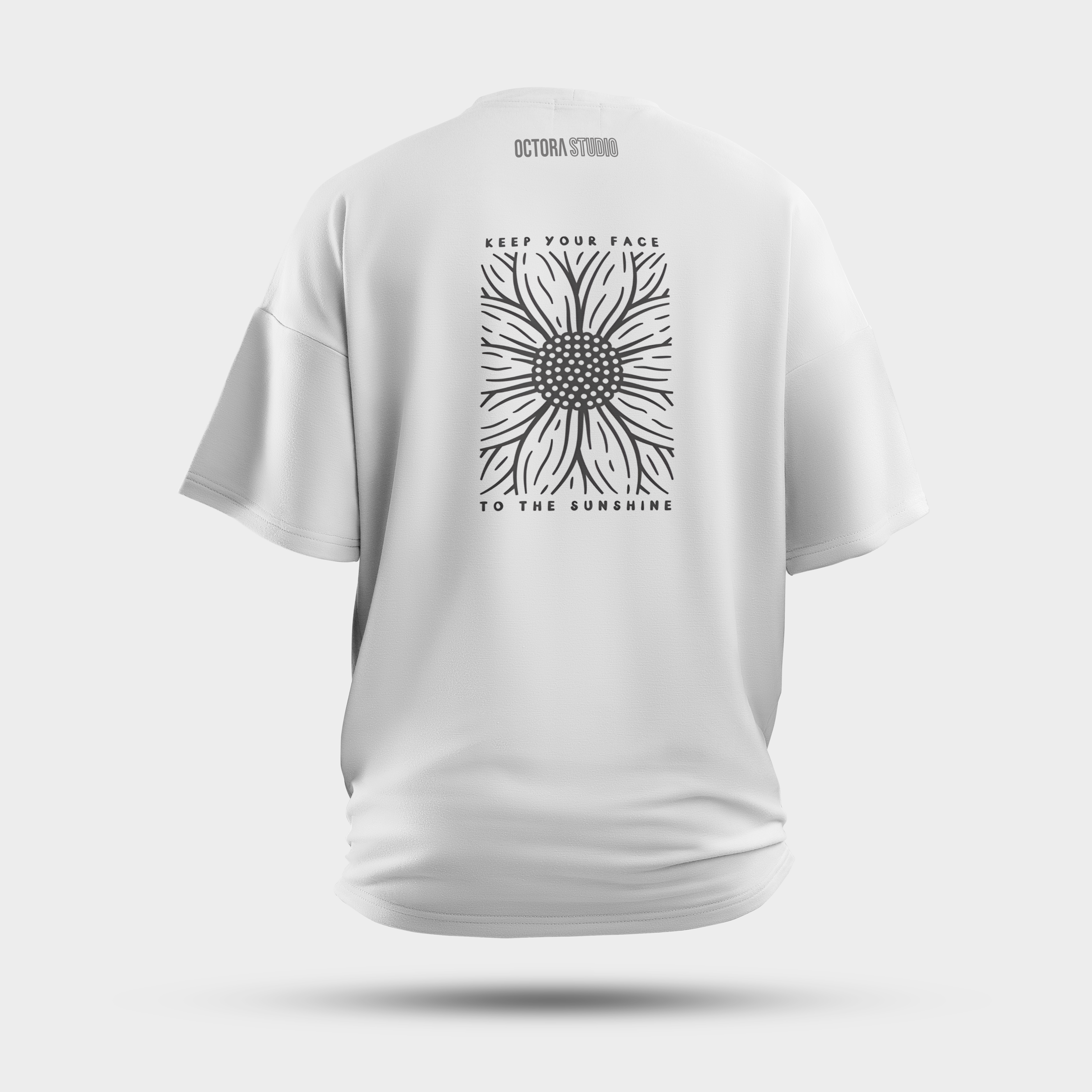 Sunflower Line Art Oversized T-Shirt – Inspirational Quote Graphic Tee | Premium Cotton