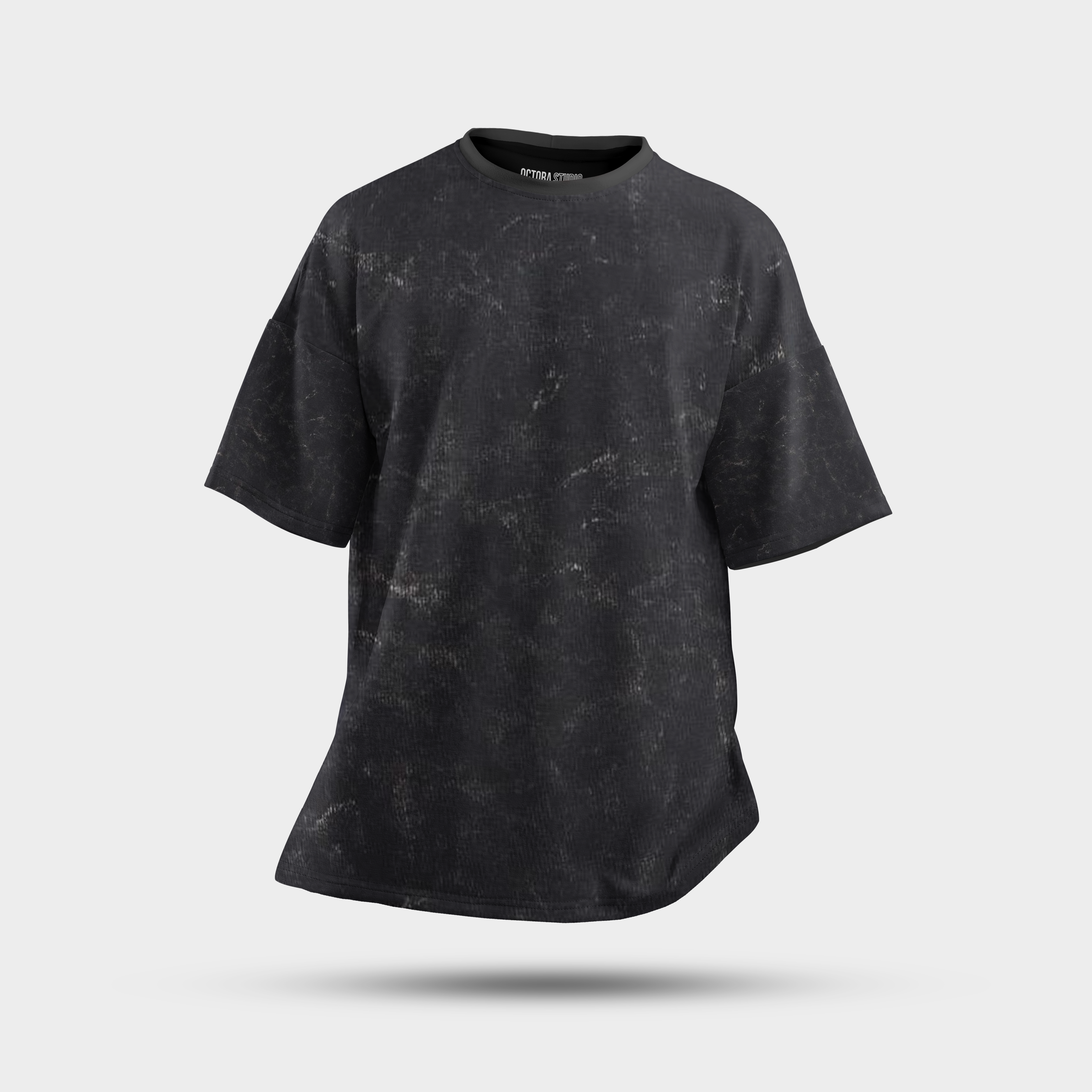 Octora Oversized Acid Wash T-Shirt – Black | Heavyweight 100% Cotton French Terry Tee