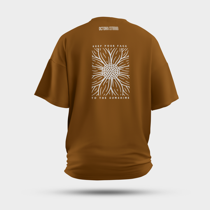 Sunflower Line Art Oversized T-Shirt – Inspirational Quote Graphic Tee | Premium Cotton