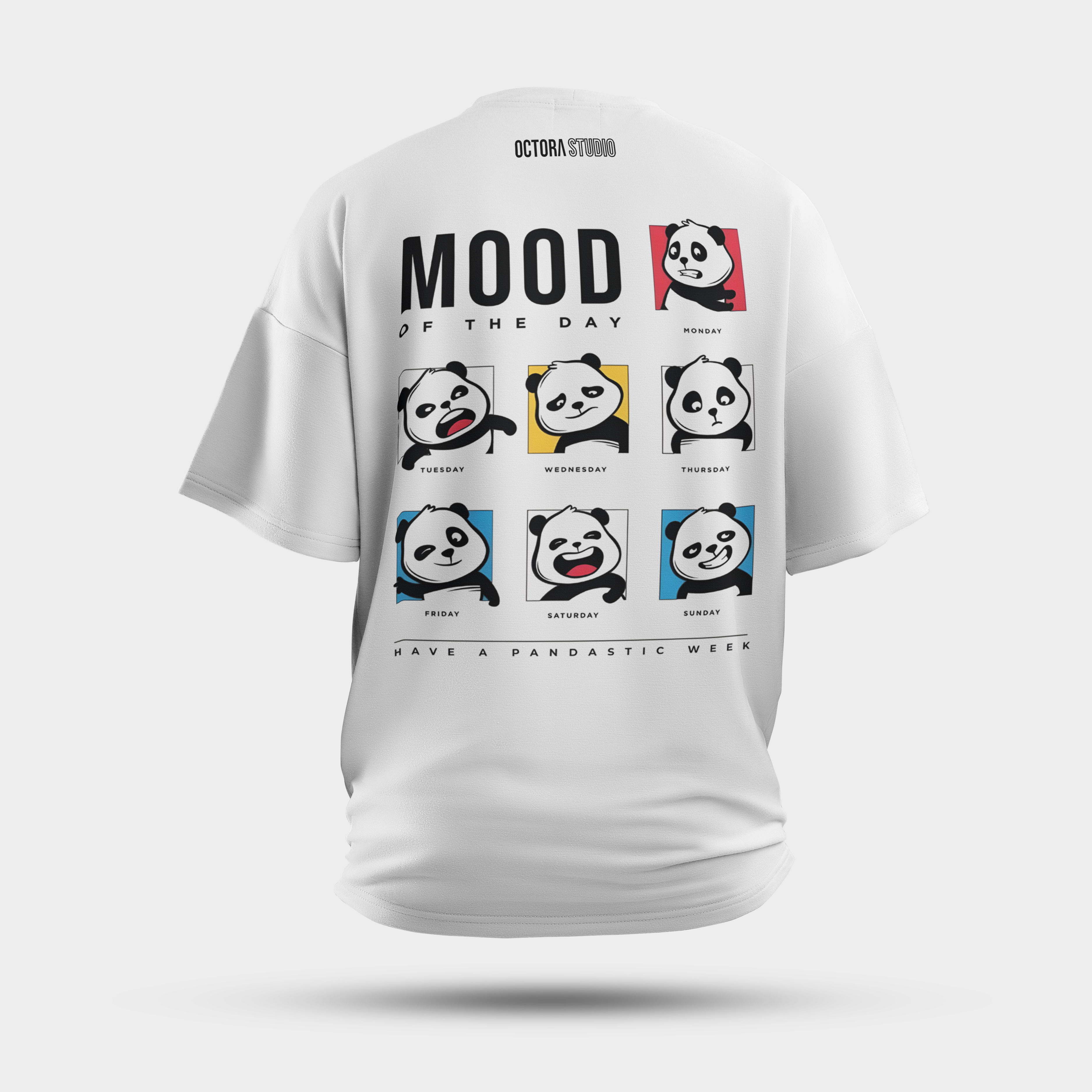 Panda Mood of the Week Oversized T-Shirt – Cute Cartoon Graphic Tee