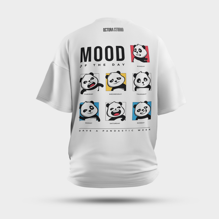 Panda Mood of the Week Oversized T-Shirt – Cute Cartoon Graphic Tee